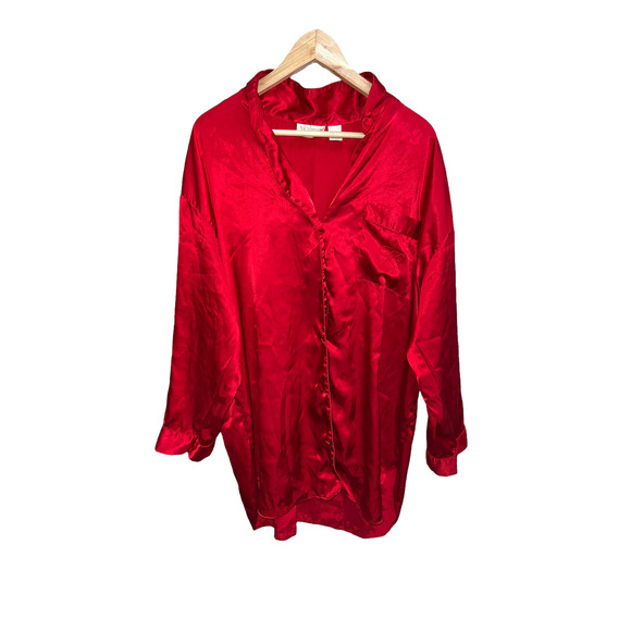 Vintage Cherry Red Victoria's Secret Button Up Top Size Large - Picture 4 of 8